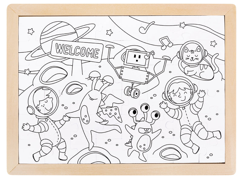 Hape Double Sided Colour Puzzle 48c Space Friends