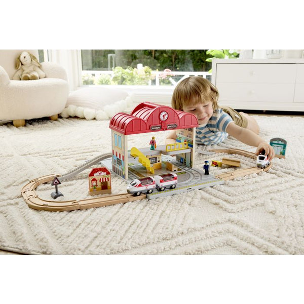 Hape Portable Train Station Set