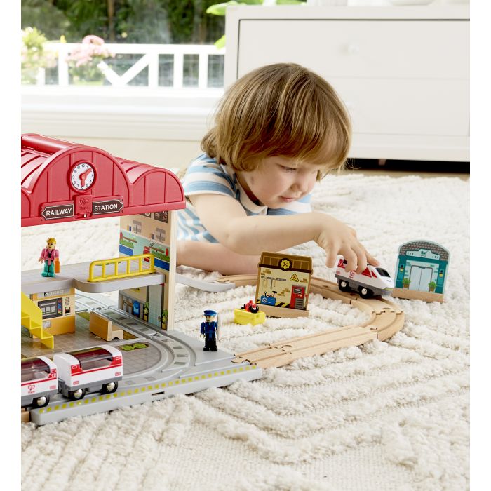 Hape Portable Train Station Set