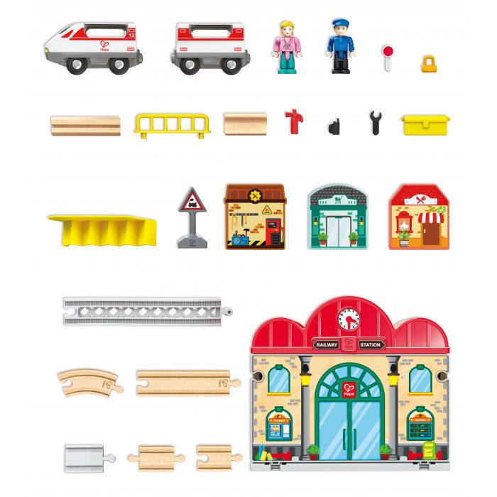 Hape Portable Train Station Set
