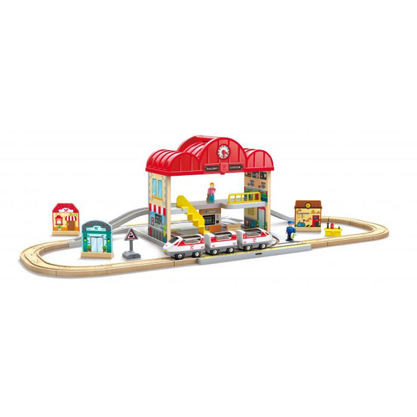 Hape Portable Train Station Set