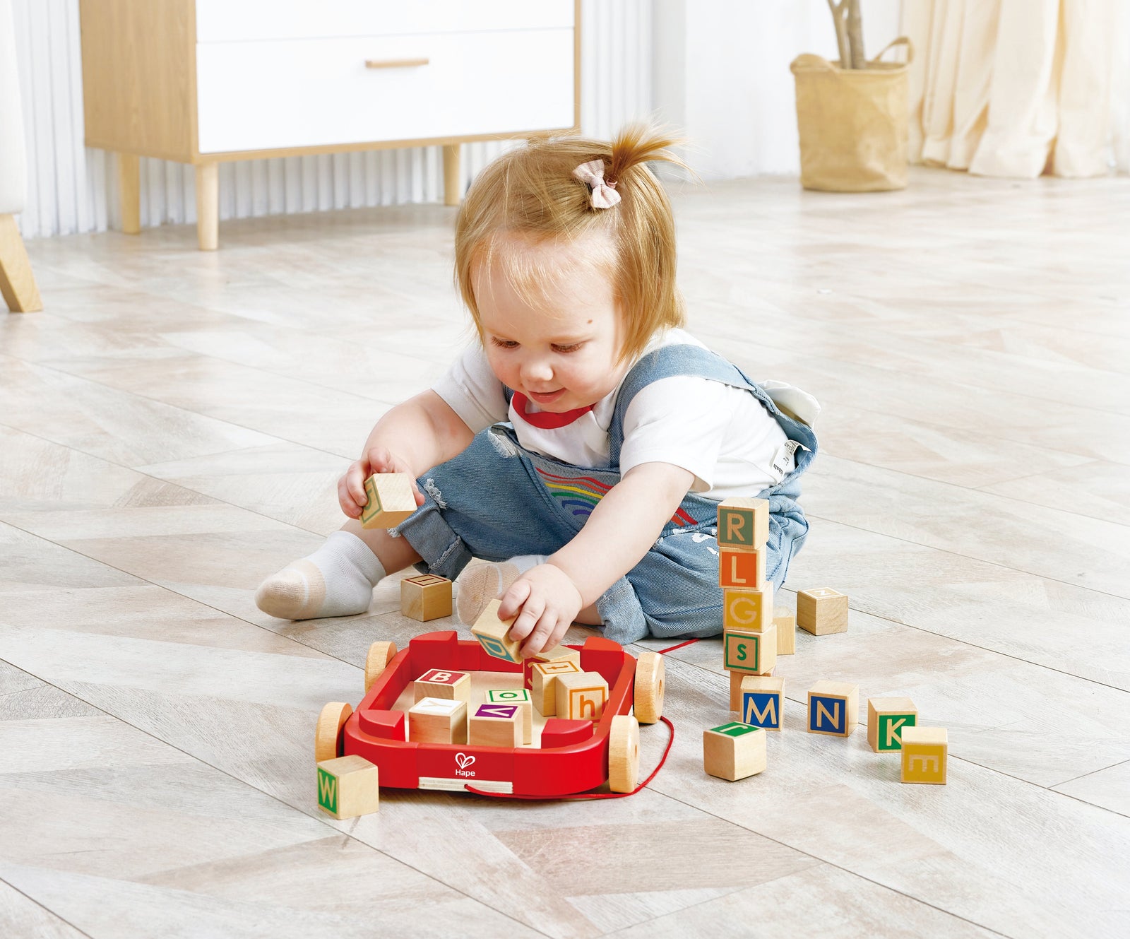 Hape Pull-along Cart with Stacking Blocks – Hape Toys